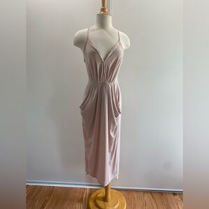 BCBGeneration Drape Pocket Midi dress in Dusty Pink